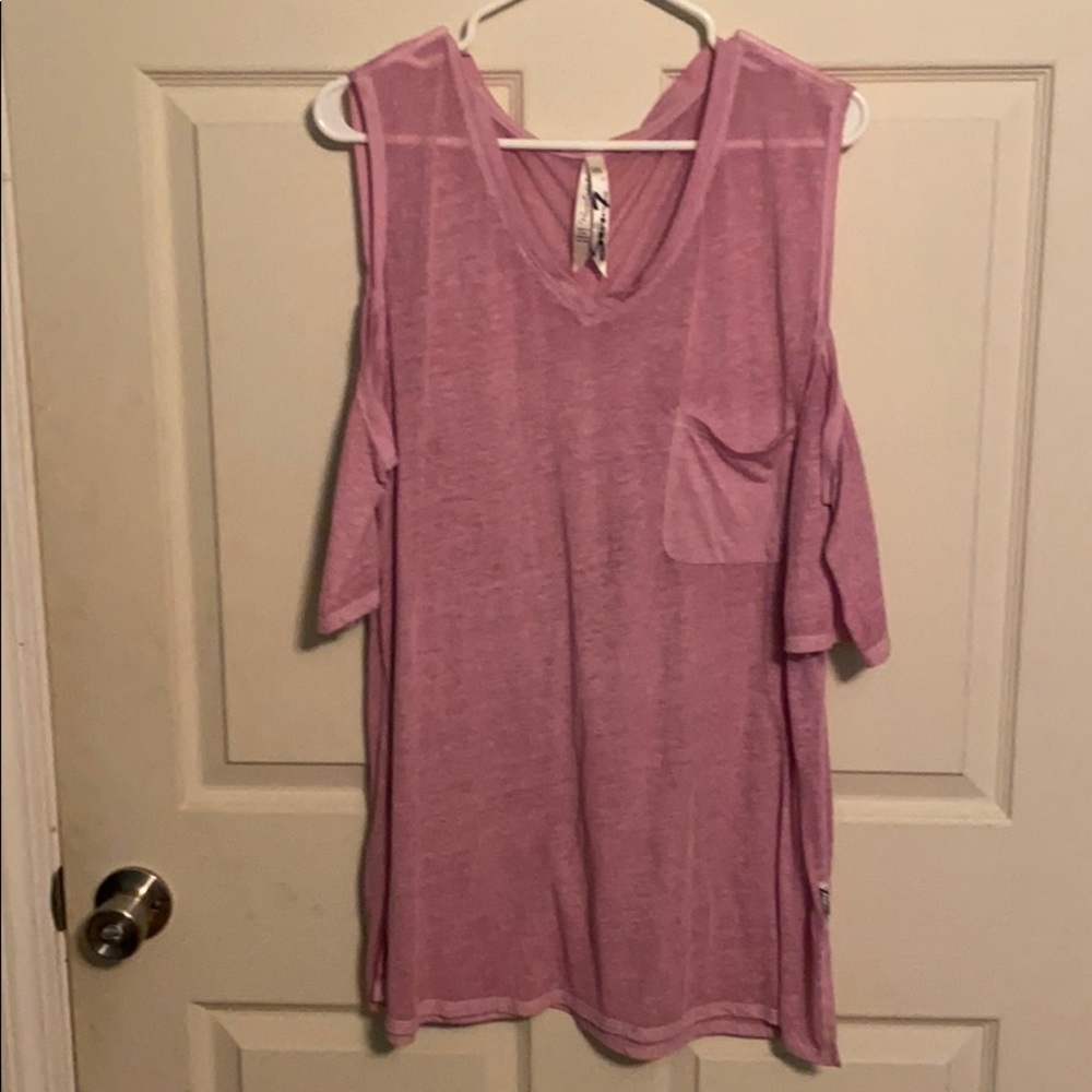 Seven7 burnout cold shoulder top